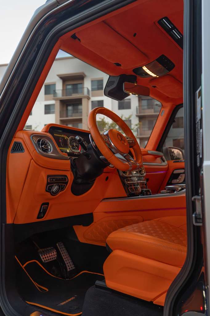 Custom orange Mercedes-Benz G-Wagon interior